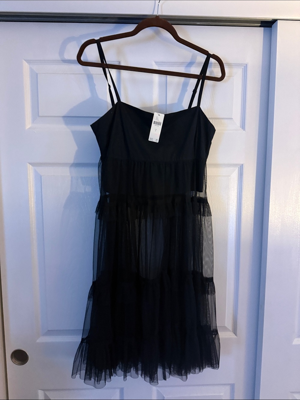 Antropologie women’s Black Tulle Layered Spaghetti-Strap Dress/top